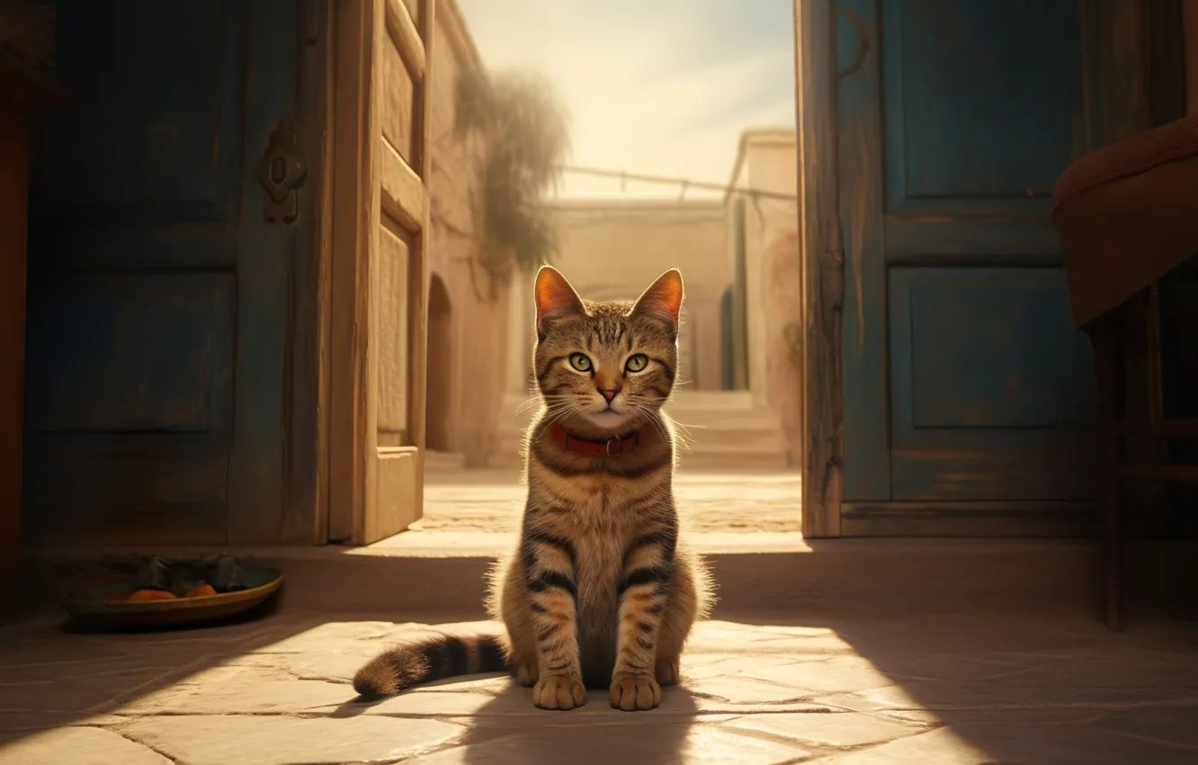 Photo wallpaper cat, cat, digital art, AI art, The Art of Artificial Intelligence, neural network