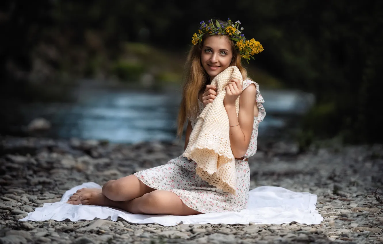 Photo wallpaper girl, smile, Martina