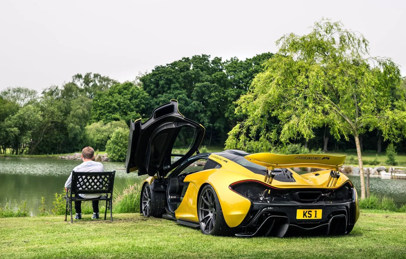 Photo wallpaper lake, supercar, McLaren P1