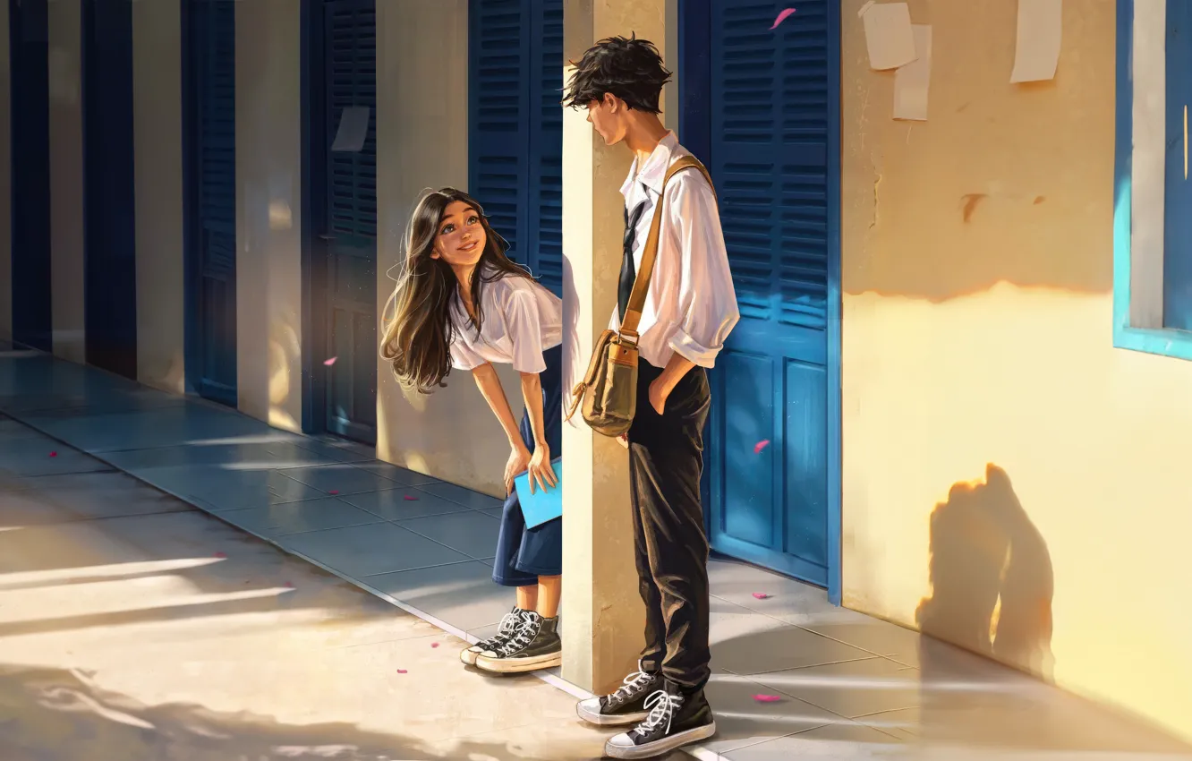 Photo wallpaper school, sweet, romance