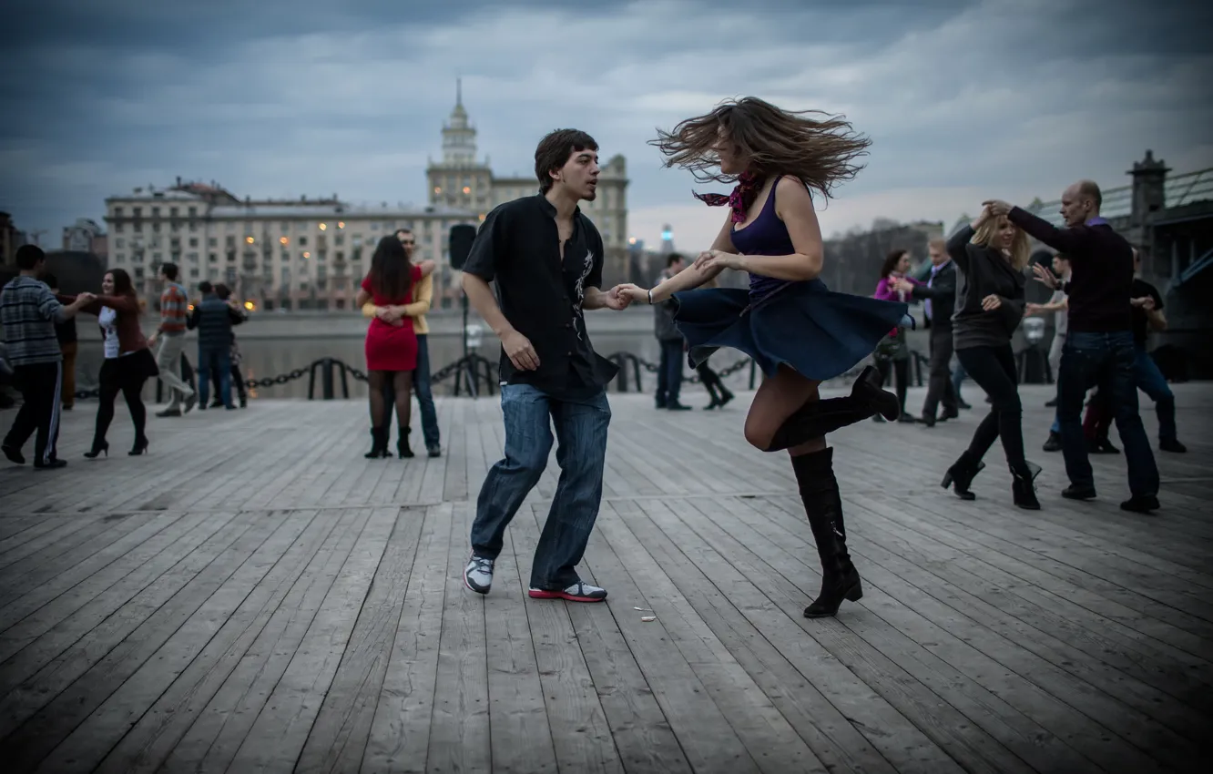 Photo wallpaper the city, Moscow, dancing, pair