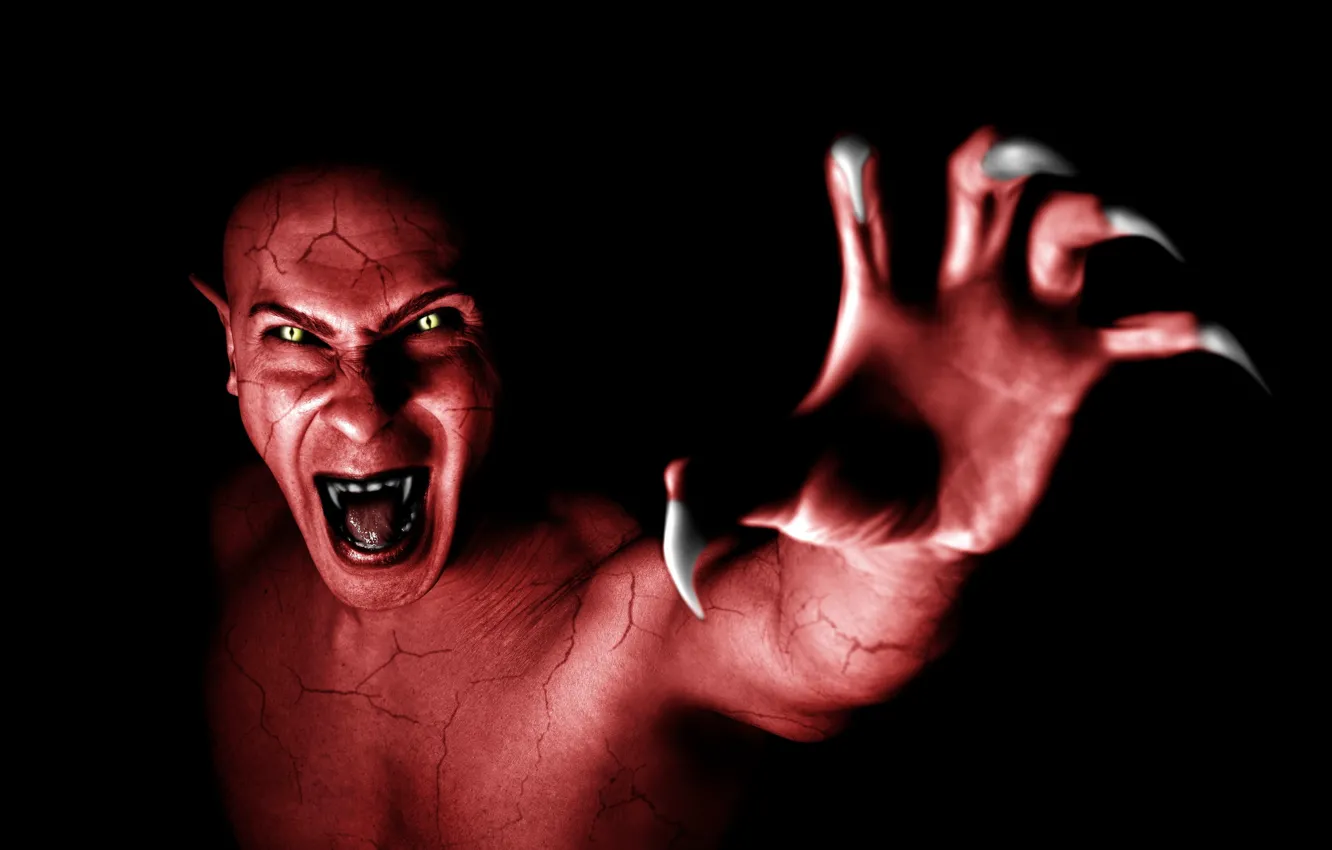 Photo wallpaper demon, red, monster, devil, vampire, fang, Dracula, claw