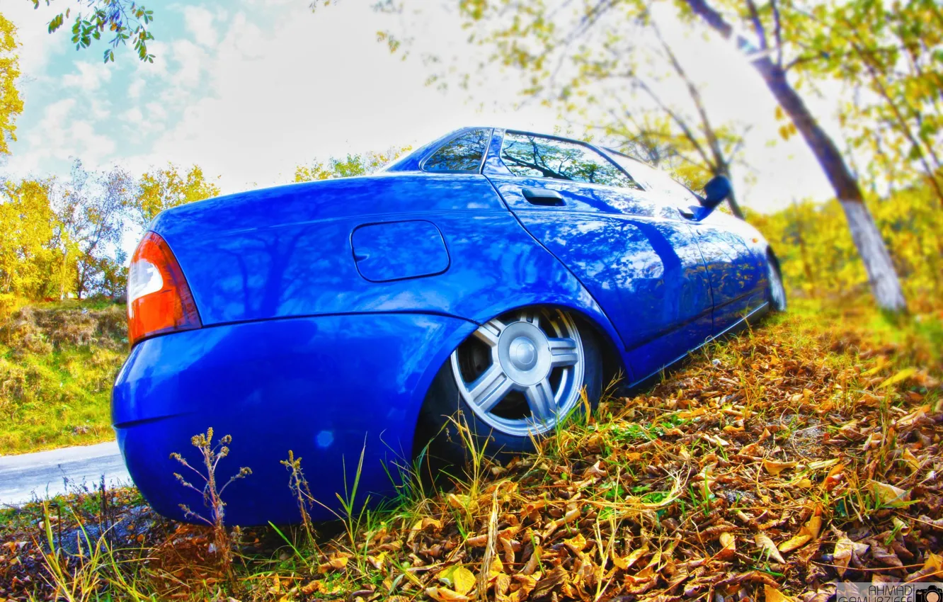 Photo wallpaper machine, autumn, foliage, Auto, Lada, auto, Lada, VAZ