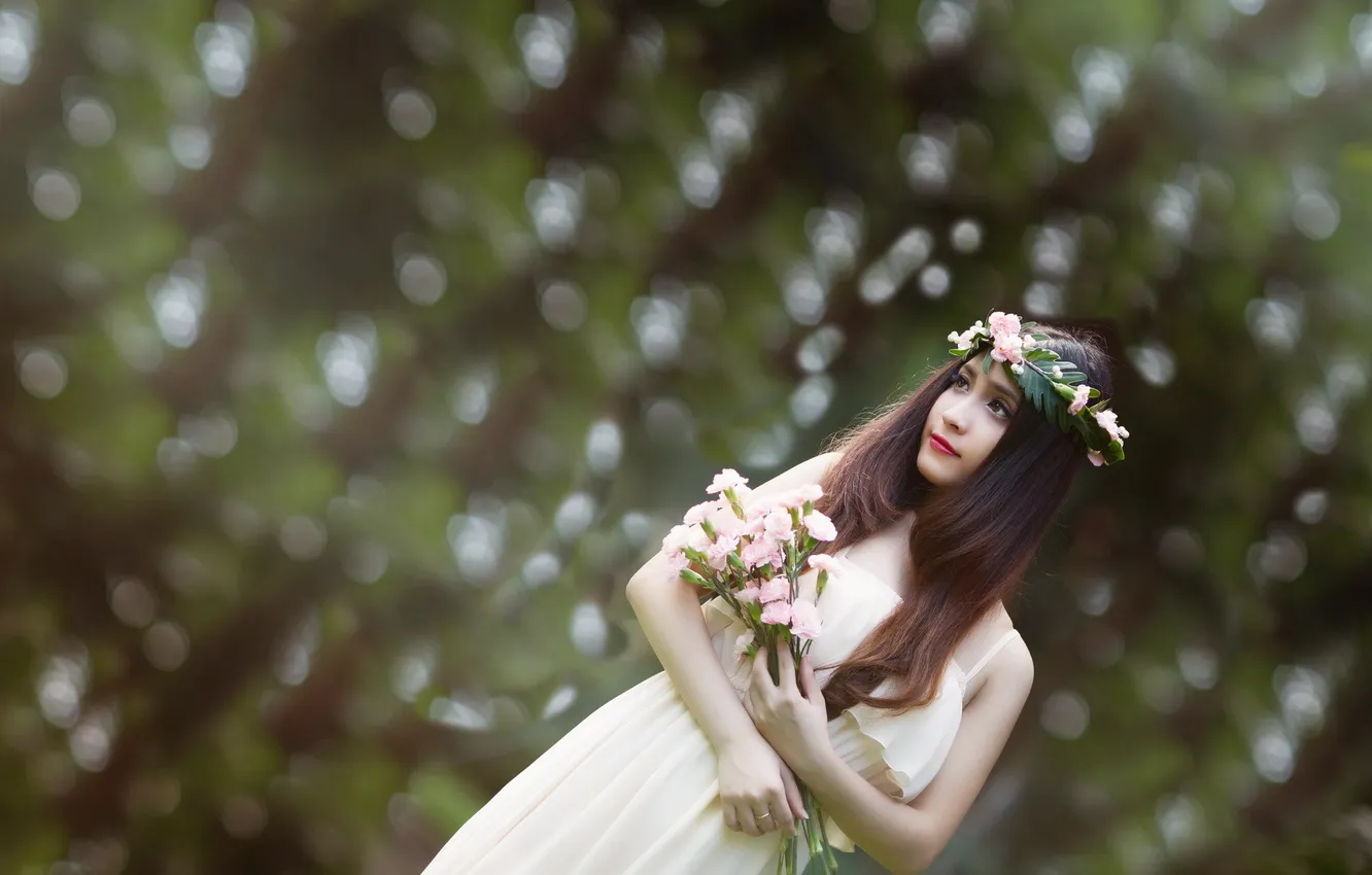 Photo wallpaper look, girl, background