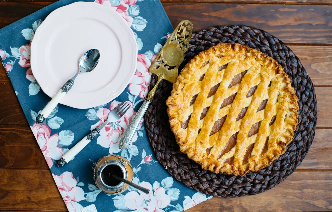 Photo wallpaper plate, pie, cakes