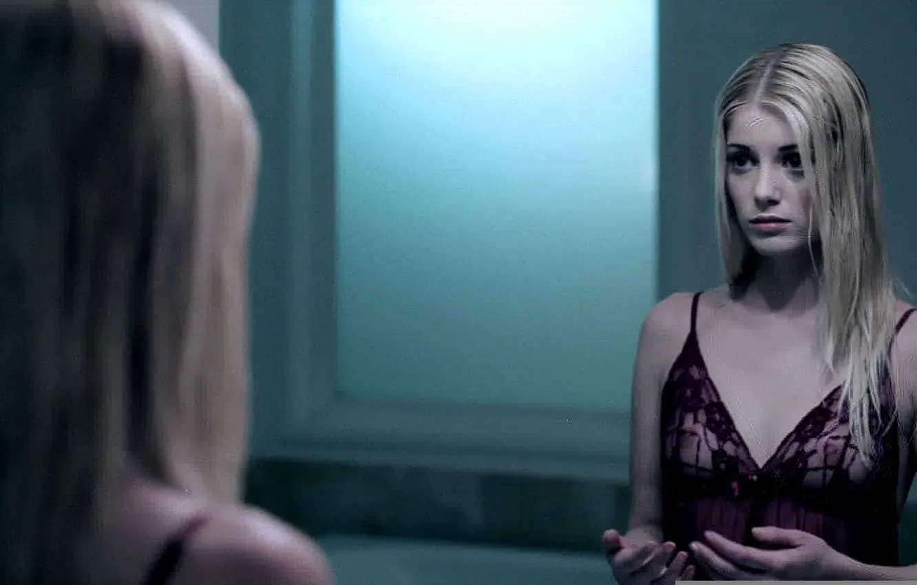 Photo wallpaper beautiful, sex, blonde, mirror, refection, Pornstar, freckles, Charlotte