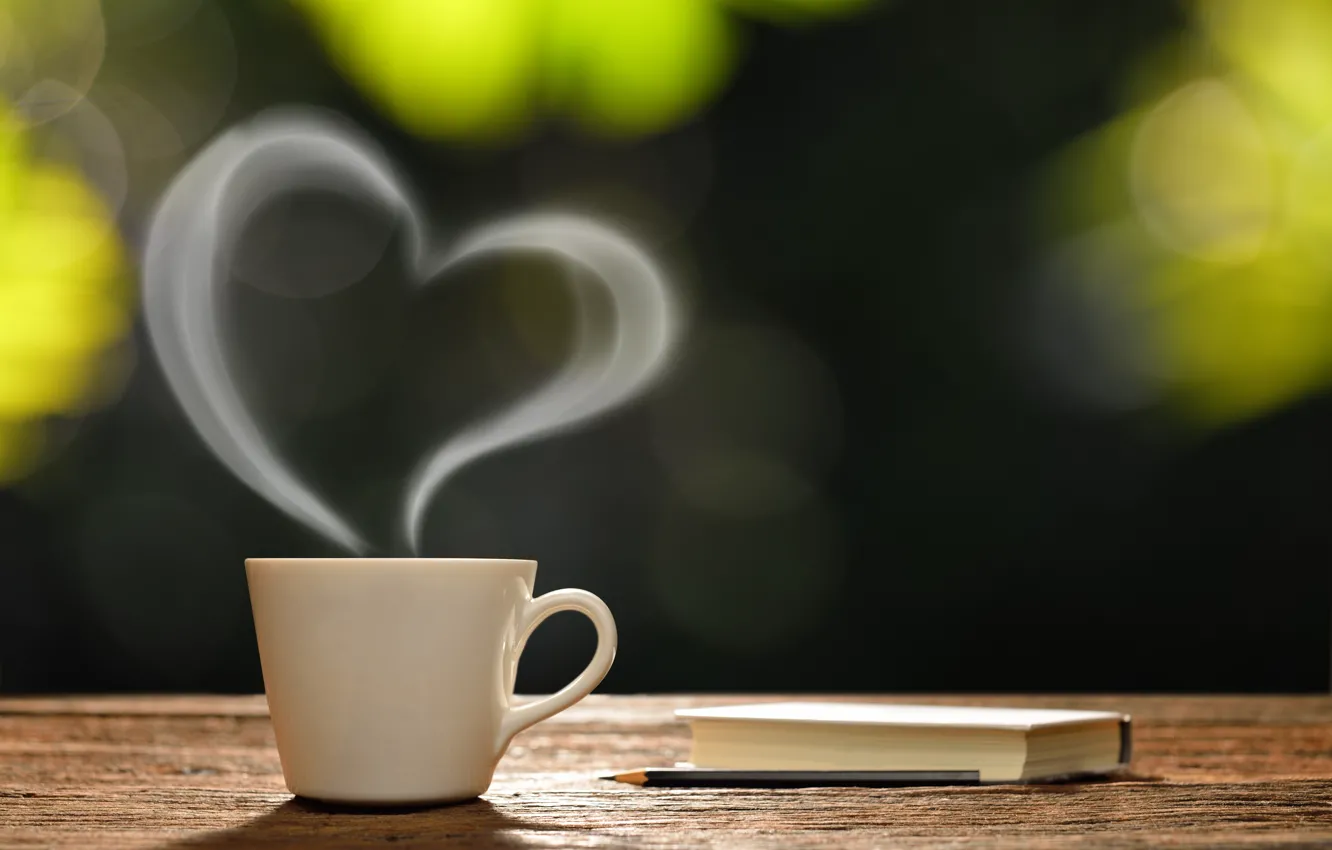 Photo wallpaper coffee, morning, Cup, love, hot, heart, romantic, coffee cup