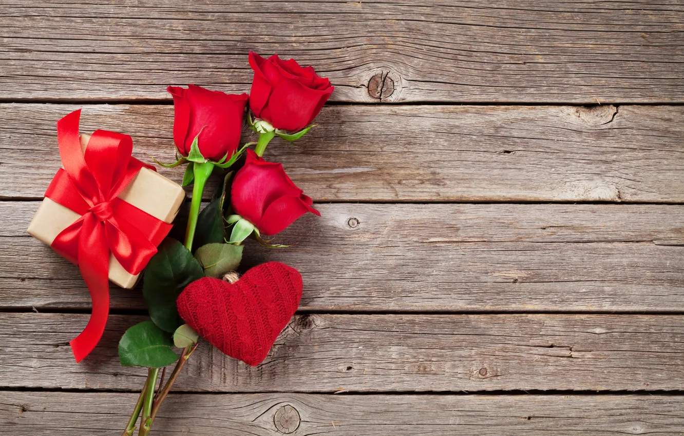 Photo wallpaper love, flowers, gift, romance, roses, love, Valentine's day, heart