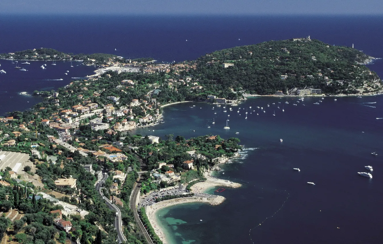 Photo wallpaper sea, coast, France, France, Nice, view from the sky, Saint Jean Cap Ferrat, French riviere