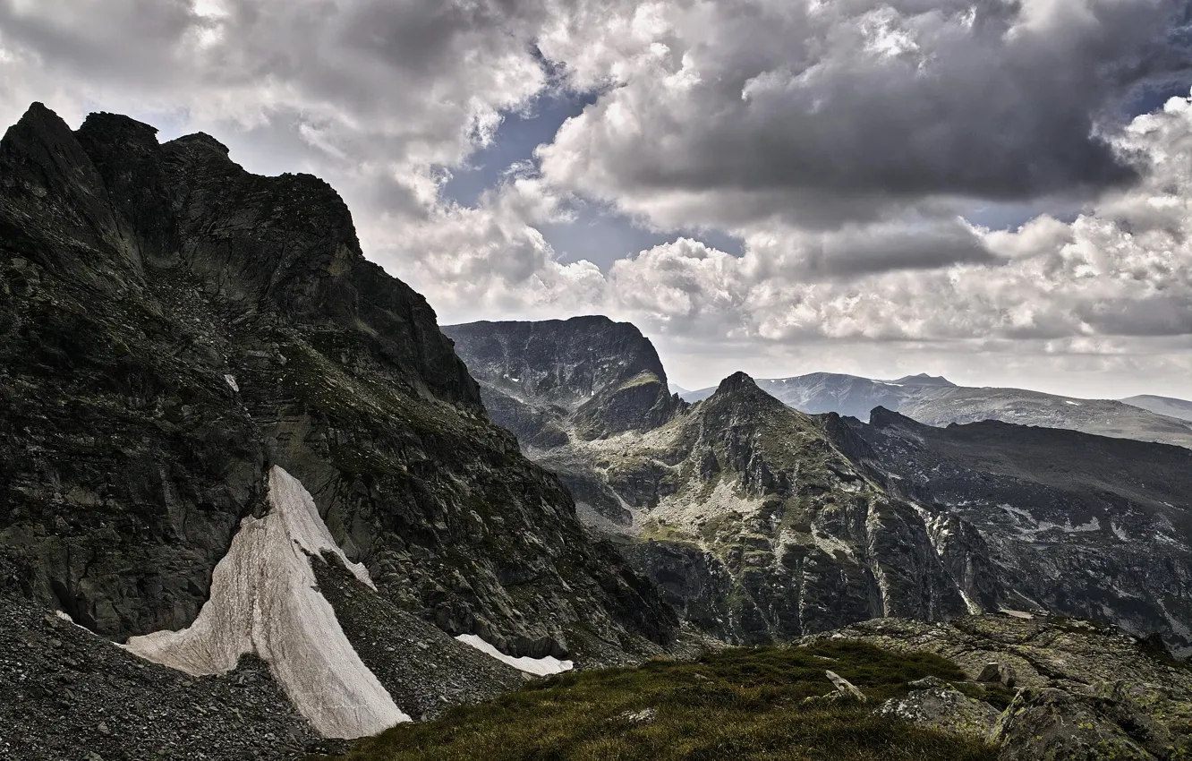 Photo wallpaper sky, landscape, nature, clouds, mountain, tree