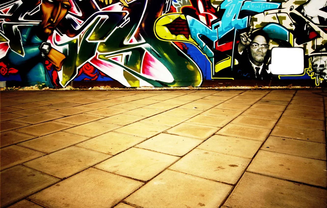 Photo wallpaper wall, graffiti, Tile