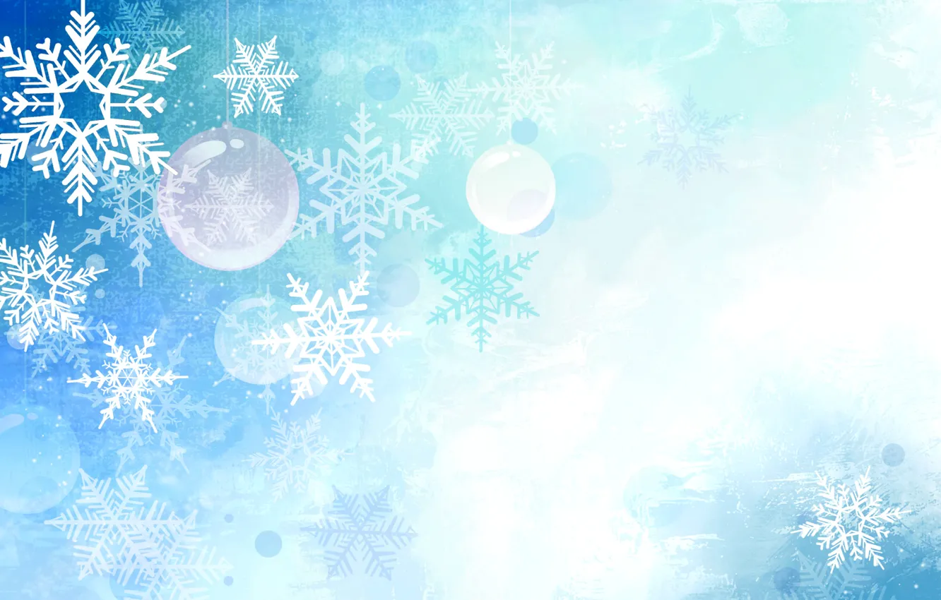 Photo wallpaper winter, balls, snowflakes, holiday, toy, vector, texture