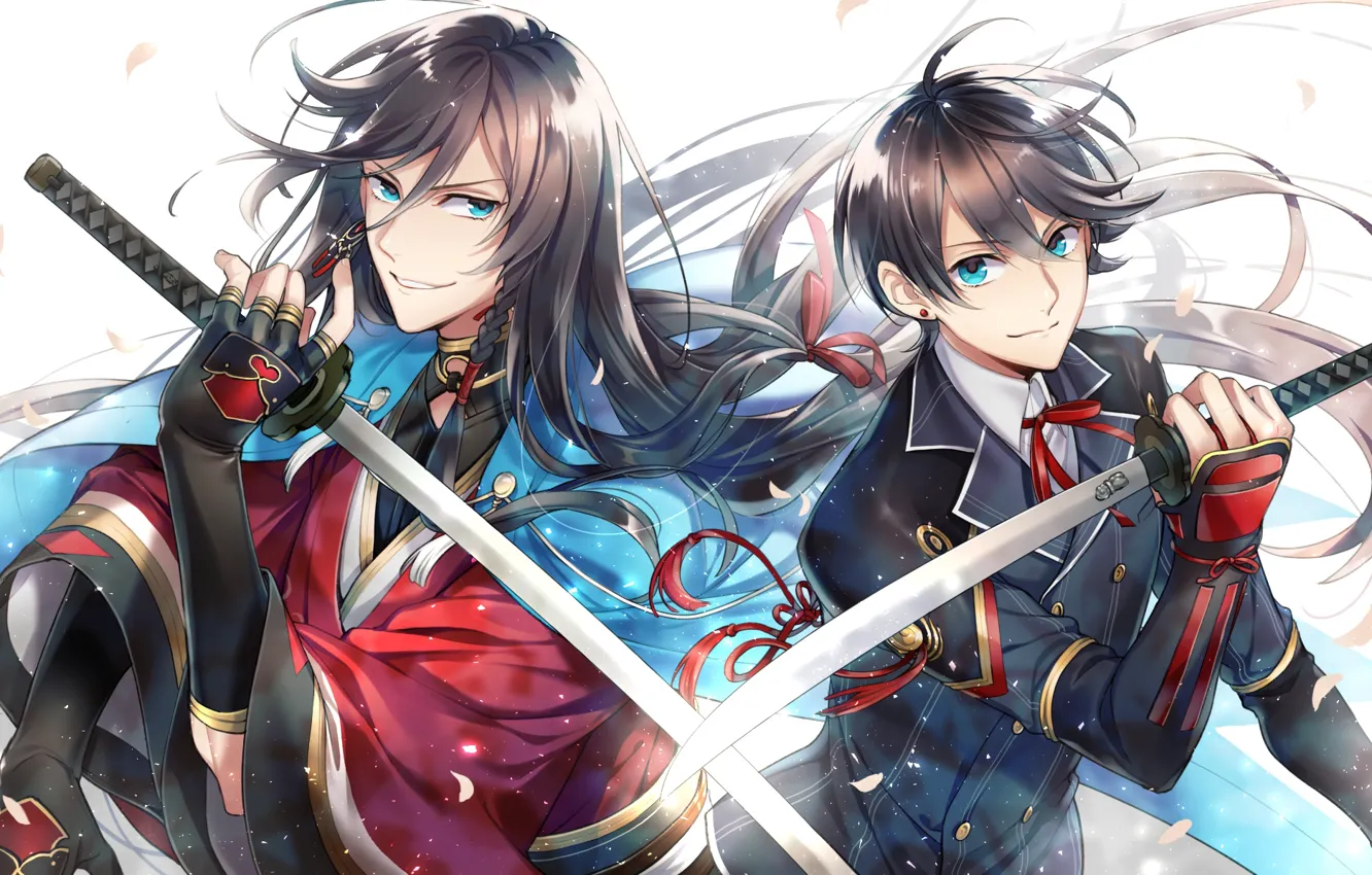 Photo wallpaper anime, art, guy, Touken Ranbu, Dance of swords