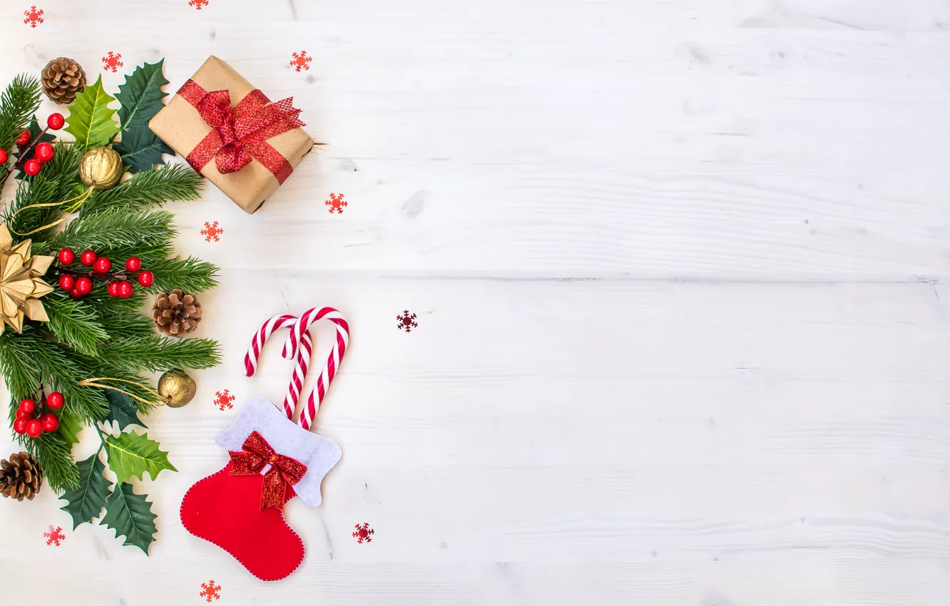Photo wallpaper branches, holiday, toy, new year, ate, wood