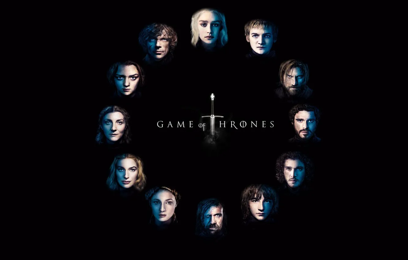Photo wallpaper Logo, Series, Game of Thrones, Background, Characters, HBO