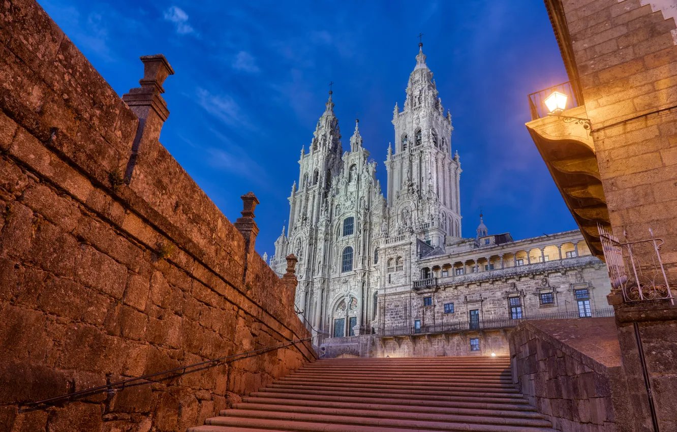 Photo wallpaper the city, Cathedral, architecture, Spain, Santiago