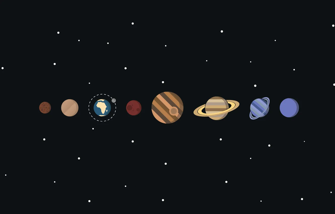 Photo wallpaper space, stars, planet, vector, solar system