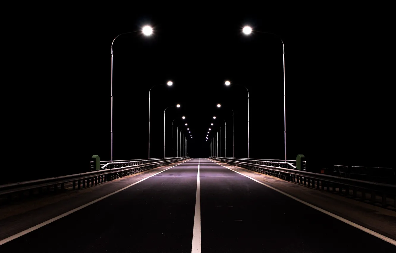 Photo wallpaper road, night, bridge