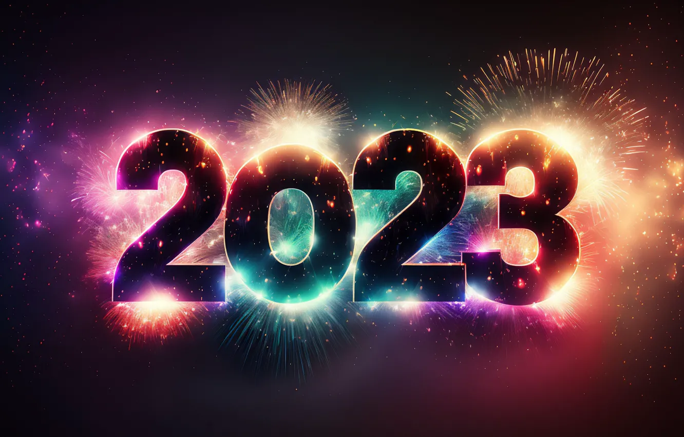 Photo wallpaper new year, fireworks, 2023