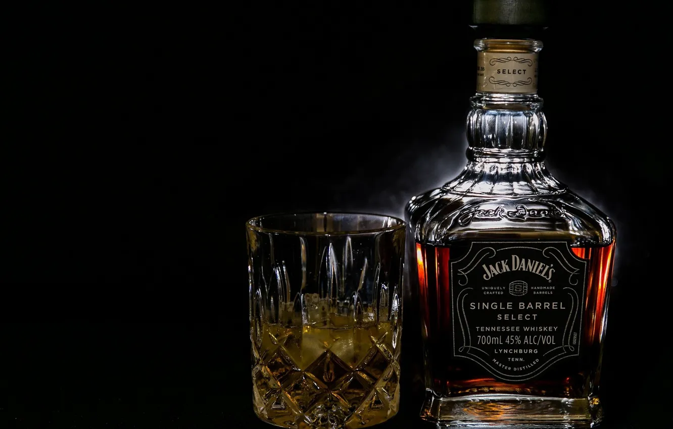 Photo wallpaper ice, glass, whiskey, whiskey, whisky, Bourbon, Jack Daniels, Jack daniels