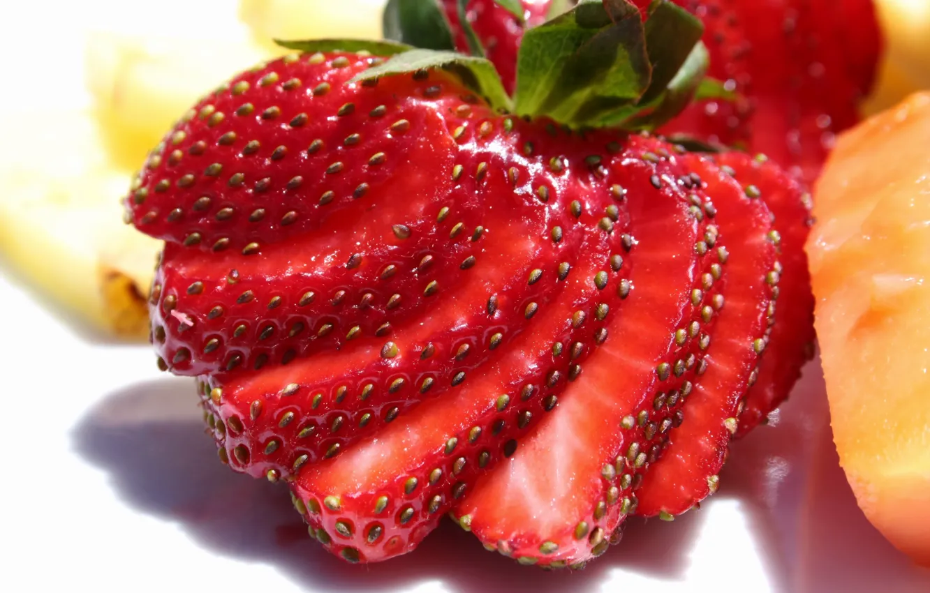 Photo wallpaper strawberries, berry, cutting