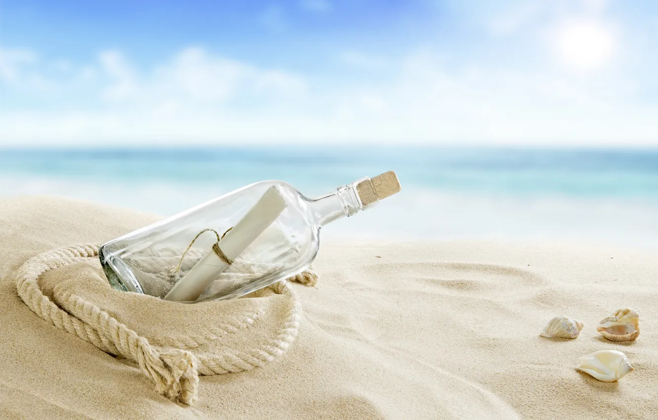 Photo wallpaper sea, beach, summer, the sky, clouds, nature, shell