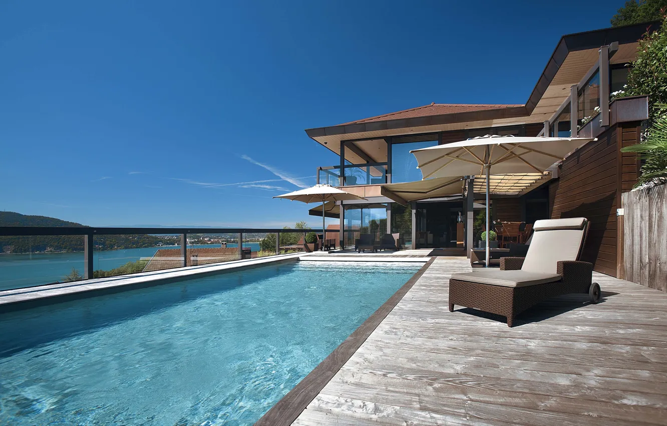 Photo wallpaper the city, Villa, pool