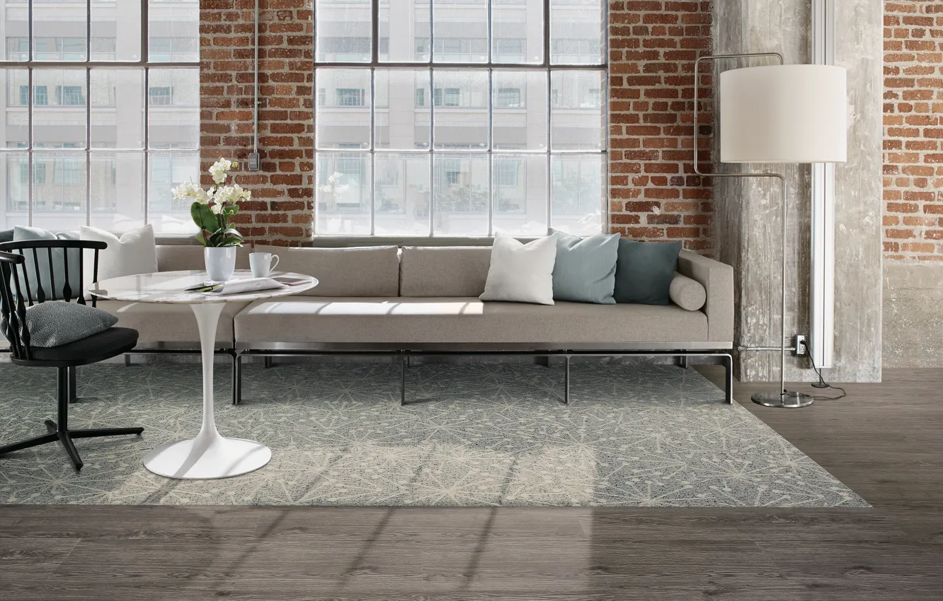 Photo wallpaper style, interior, living room, loft