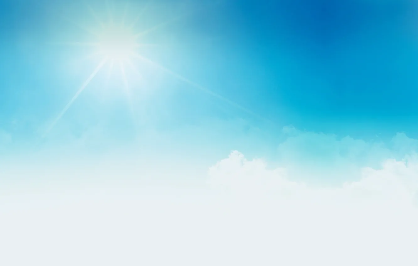 Photo wallpaper white, the sky, the sun, clouds, landscape, background, blue, widescreen