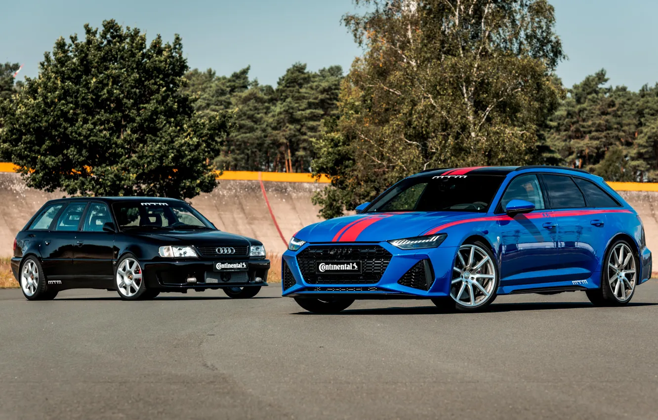 Photo wallpaper Audi, Blue, Front, Black, Road, Before, Forest, Audi RS6