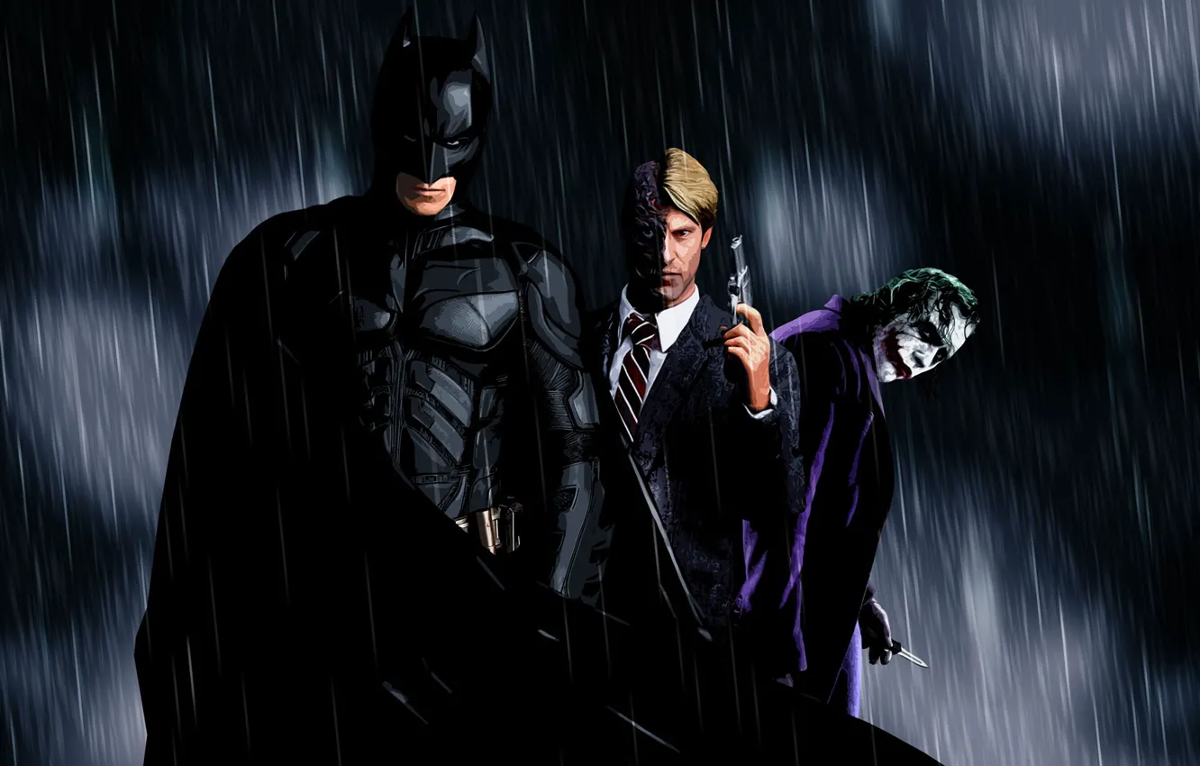 Photo wallpaper Batman, Rain, Christian Bale