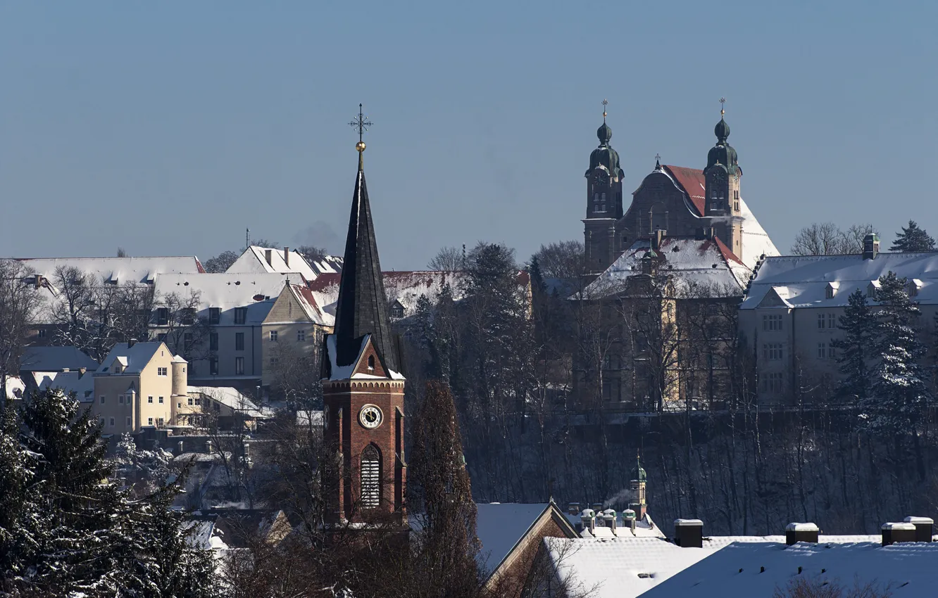 Photo wallpaper winter, snow, home, Germany, Bayern