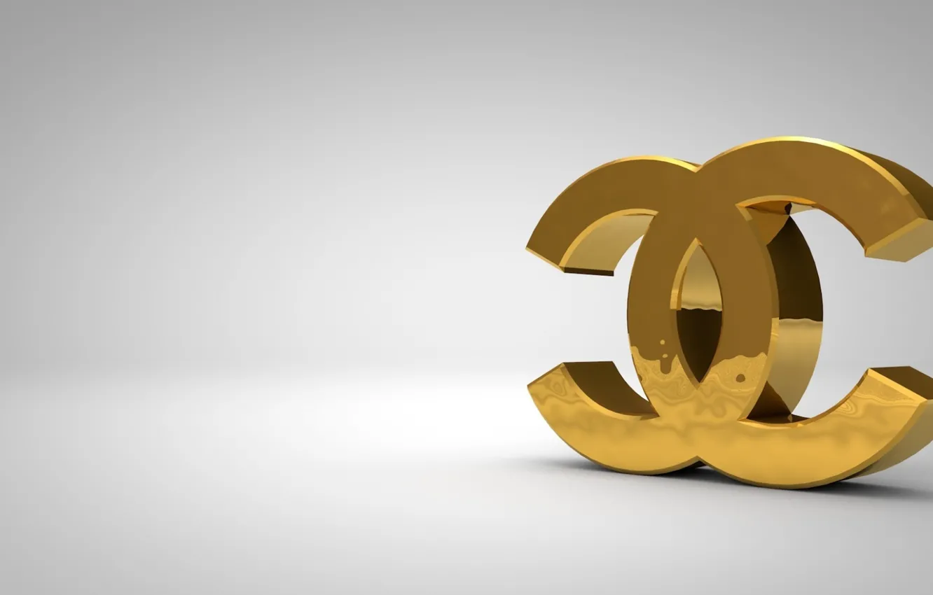 Photo wallpaper style, golden, logo, brand, Chanel