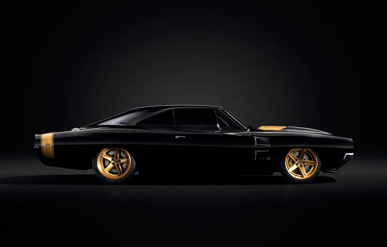 Photo wallpaper 1969, Dodge, black, Side, Dodge Charger, SEMA, Tusk, Ringbrothers