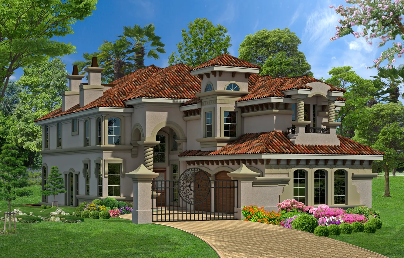 Photo wallpaper the city, Villa, home, architecture, exterior