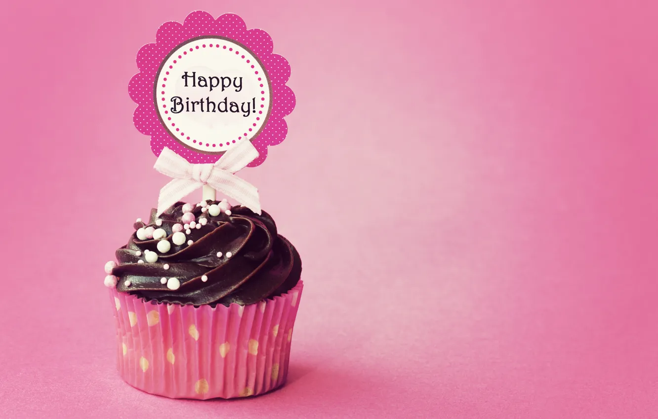 Photo wallpaper birthday, cupcake, cupcake, Happy, Birthday
