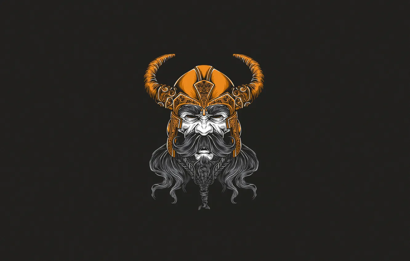 Photo wallpaper warrior, beard, background, The Vikings, king, Minimalism, helmet, background