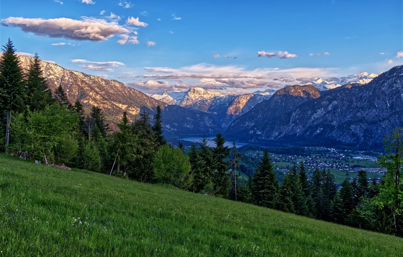 Photo wallpaper mountains, valley, Austria, Bad Goisern, Riedln