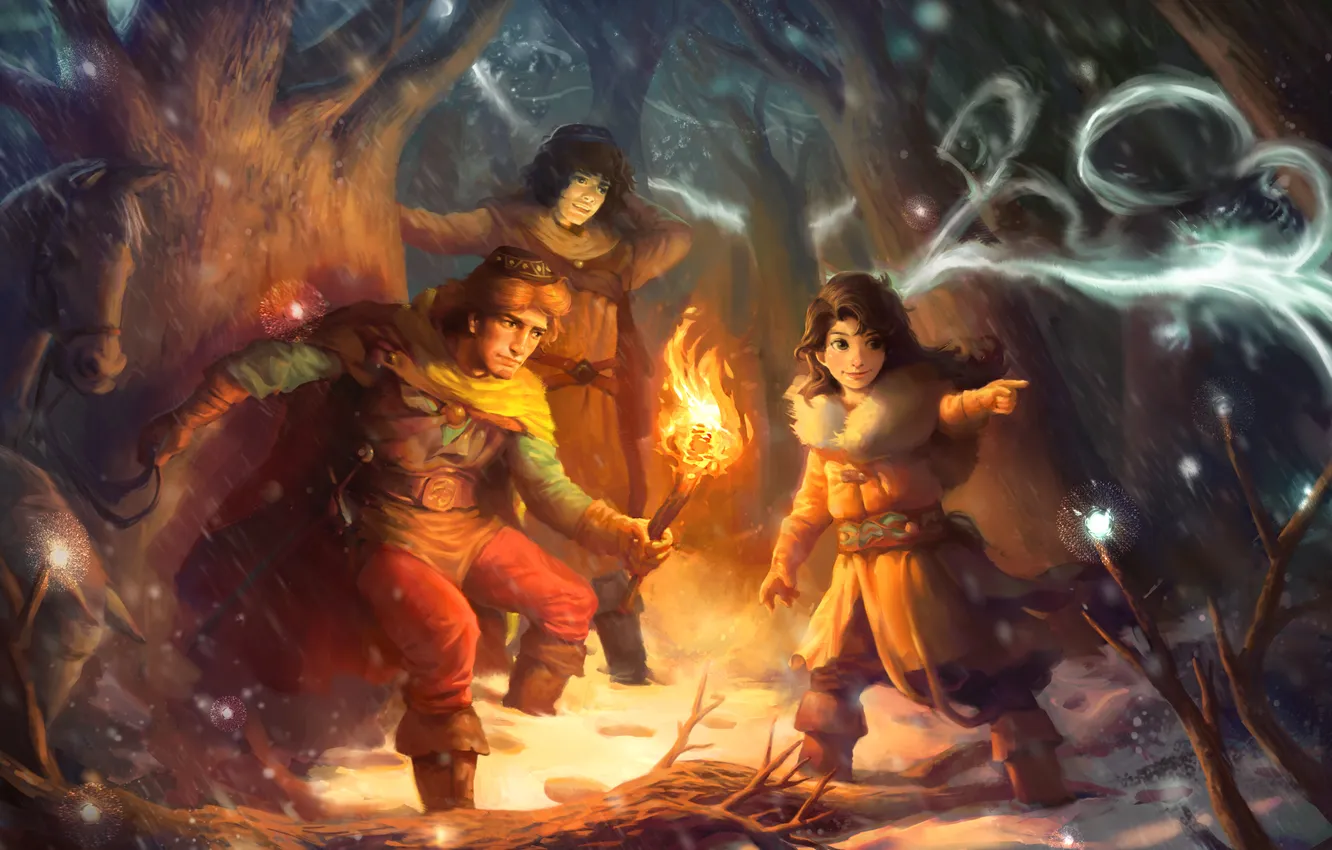 Photo wallpaper winter, people, art, Wonderful Adventure Of Benjamin And Solomon