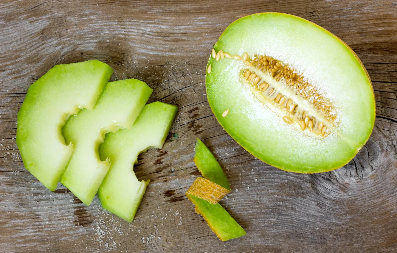 Photo wallpaper seeds, slices, melon