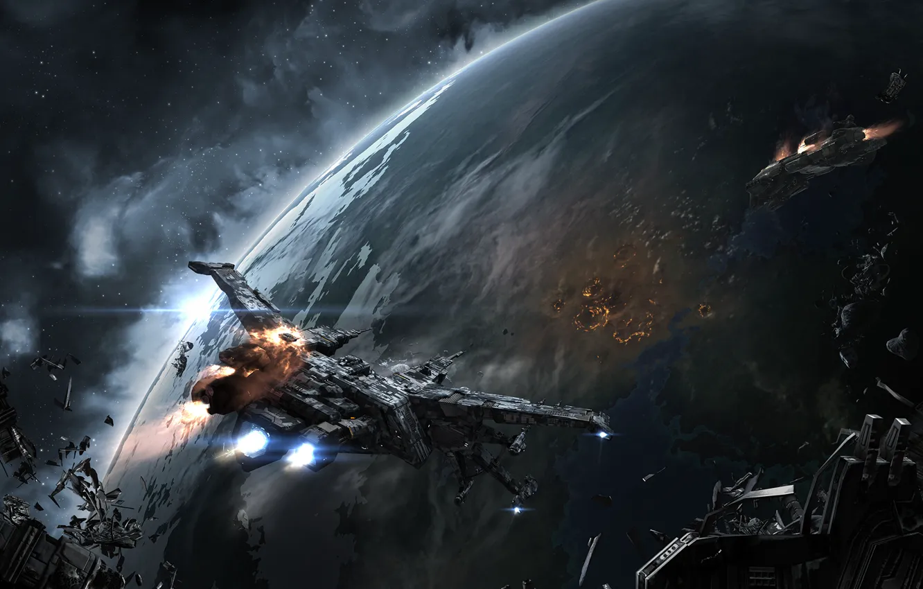 Photo wallpaper space, dust, spaceship, eve, DUST 514, CCP