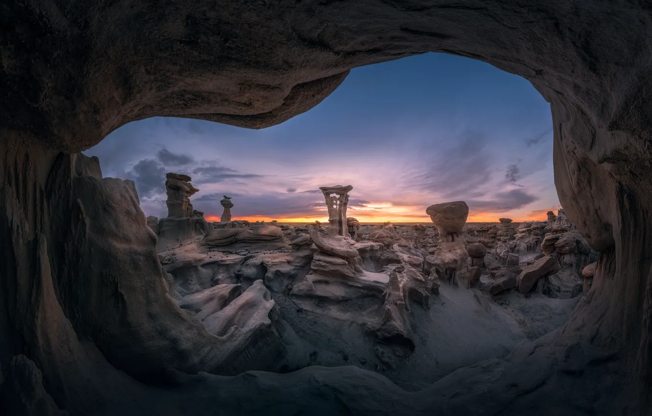 Photo wallpaper rocks, view, cave
