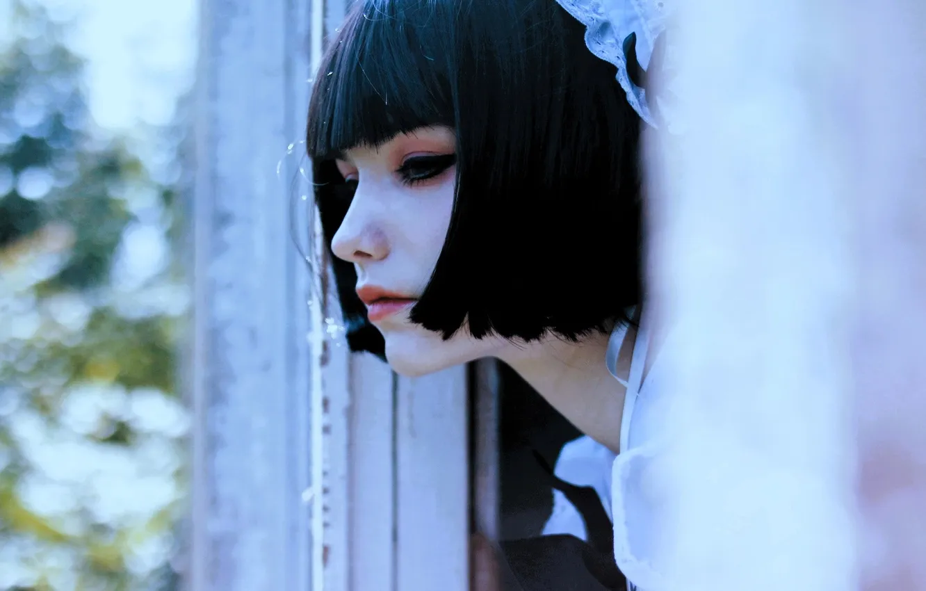 Photo wallpaper face, brunette, window, image, the maid, cosplay, tenletters
