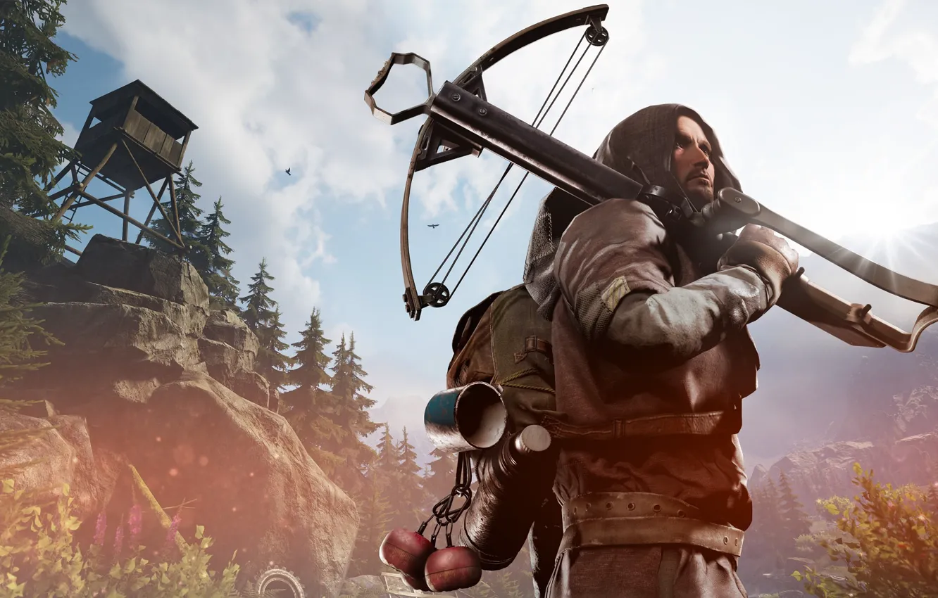 Photo wallpaper nature, male, crossbow, Vigor