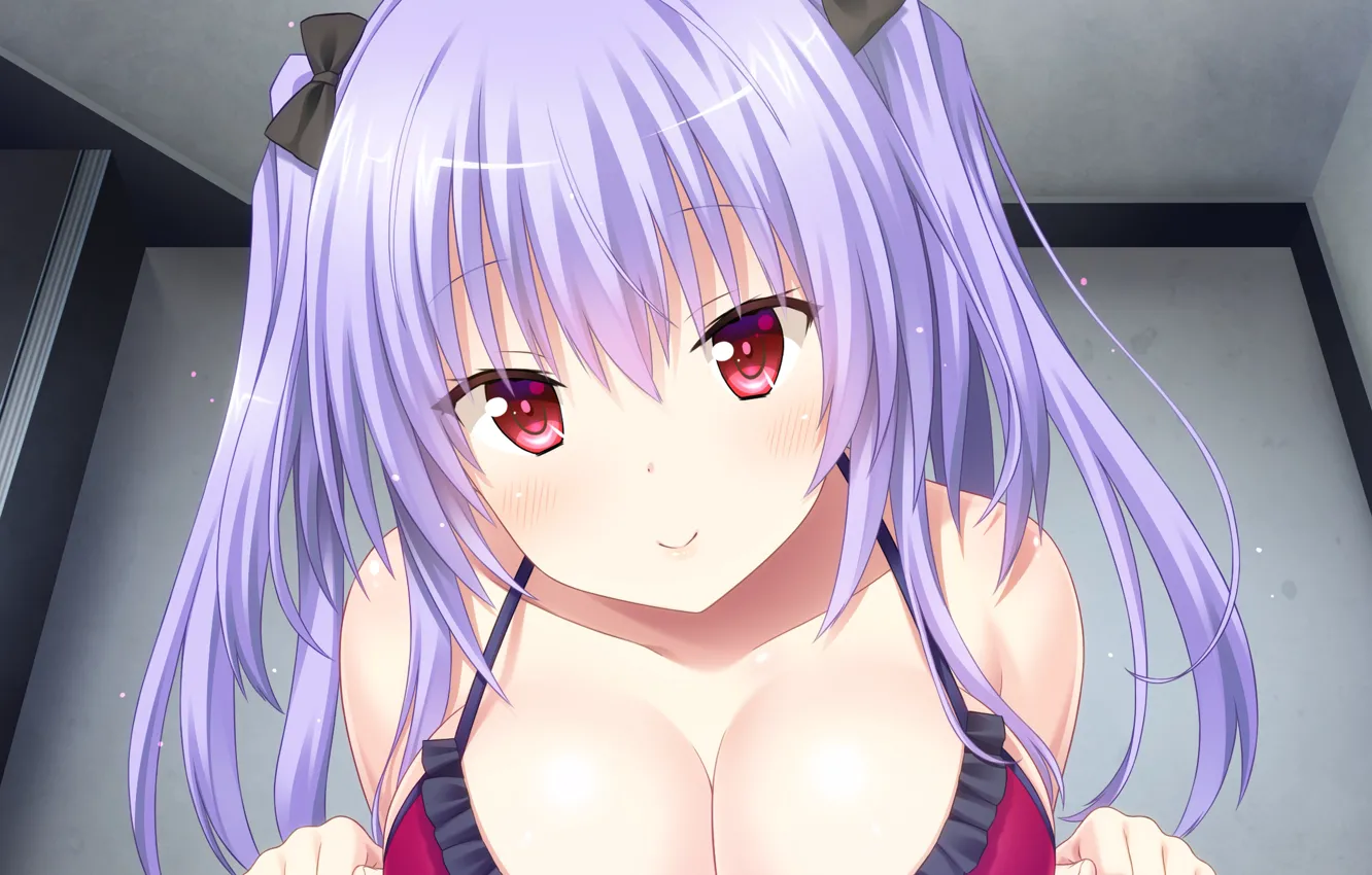 Photo wallpaper swimsuit, chest, girl, anime, games art, Happiness with her next door