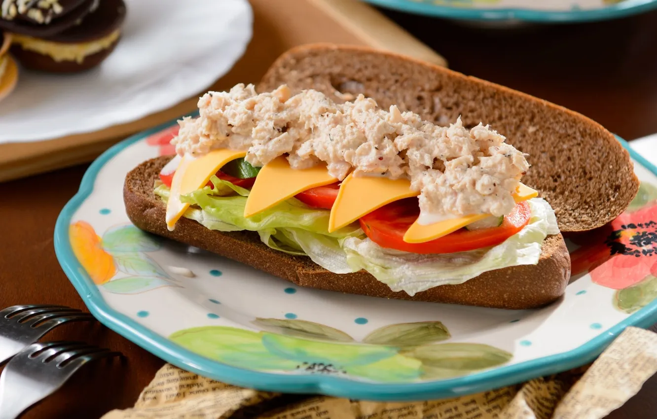 Photo wallpaper cheese, bread, vegetables, sauce, sandwiches