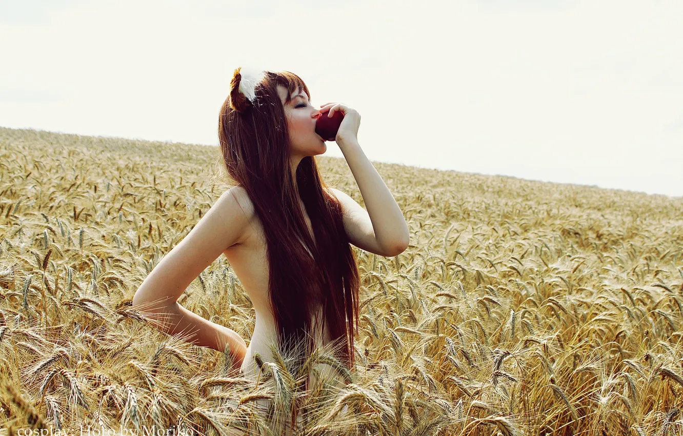 Photo wallpaper girl, apples, cosplay, wolf, cosplay, in the field, Horo