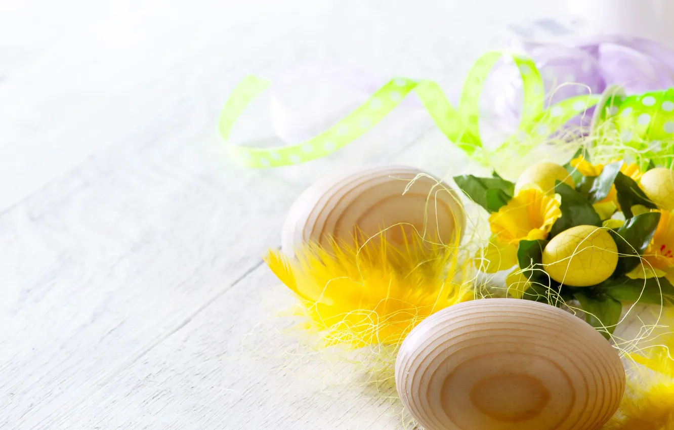 Photo wallpaper flowers, eggs, Easter