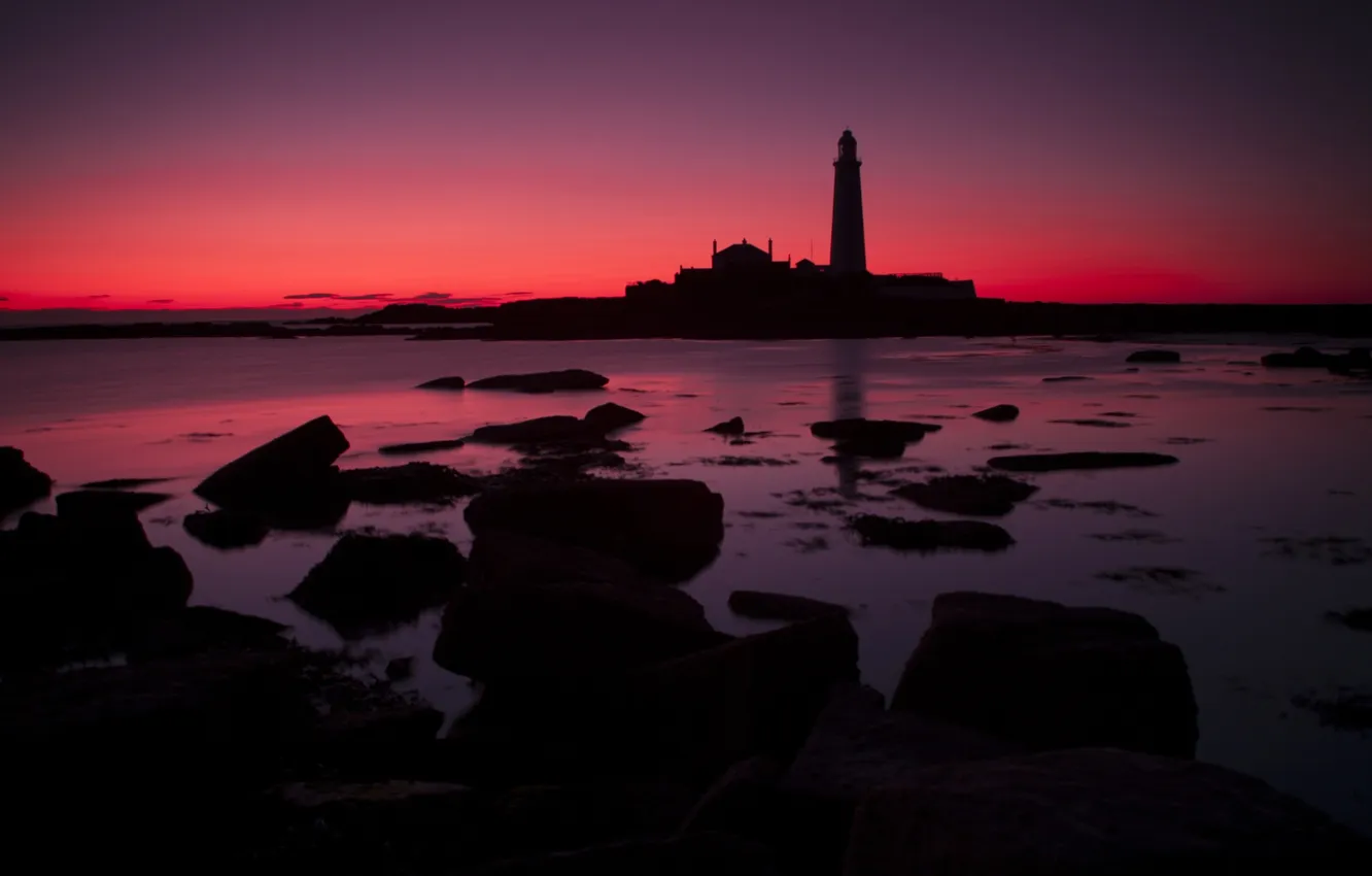 Photo wallpaper sea, the sky, lighthouse, tide, glow