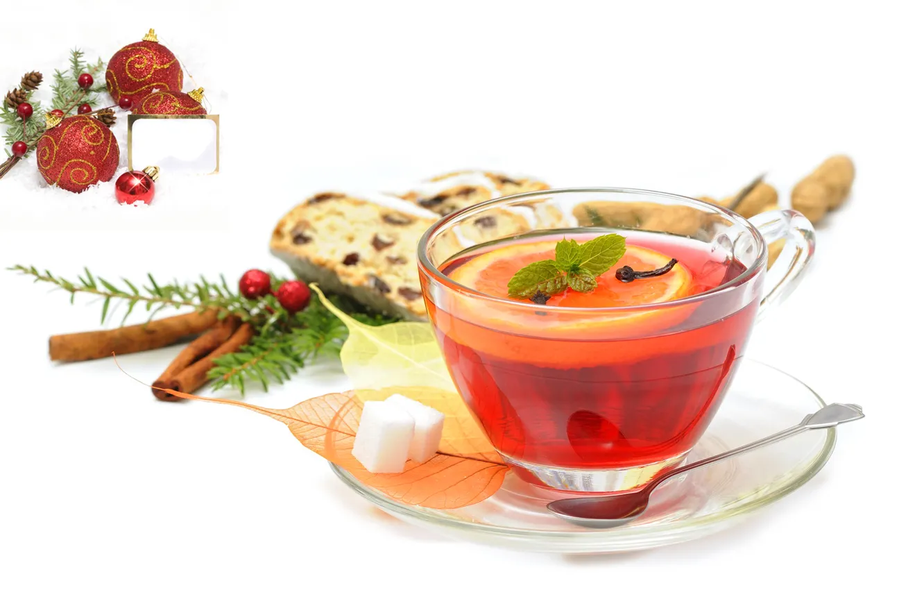 Photo wallpaper berries, lemon, tea, mug, sugar, drink, cinnamon, bumps